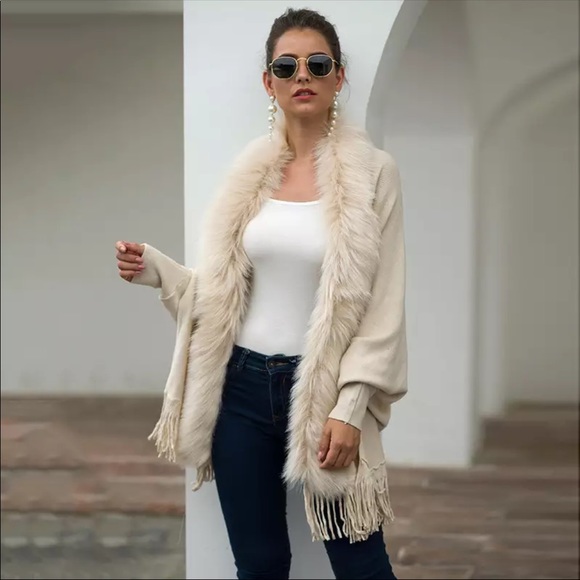 Luxe Cashmere Faux Fur Cardigan Coat - Picture 2 of 7